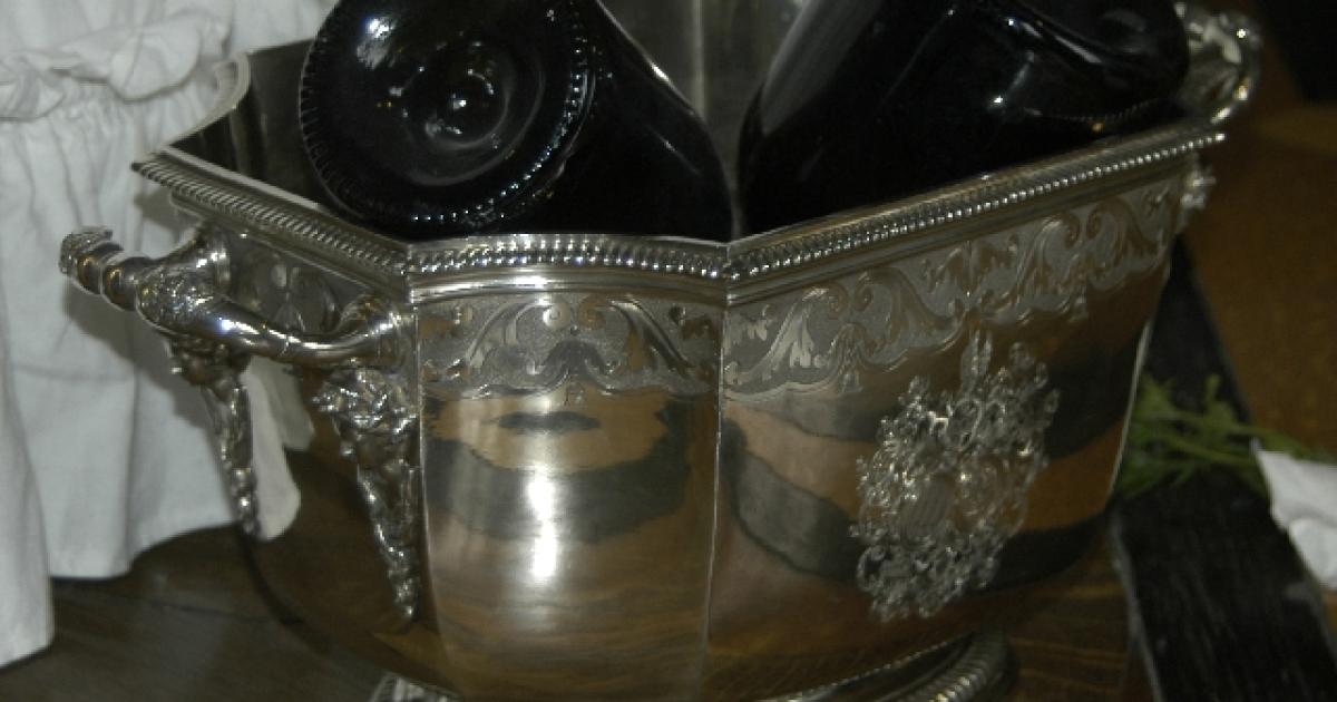 Rafraîchissoir à Bouteille Vintage - Métal Argenté, Bon état
